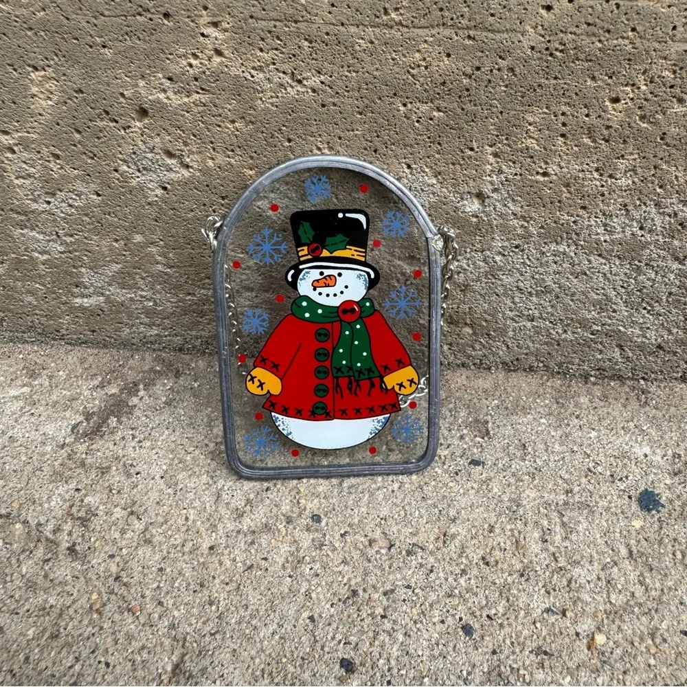 VTG‎ Stained Glass Style Snowman Ornament Classic Christmas